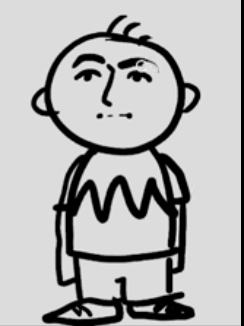 A simple digital sketch of charlie brown with a stoic and sharp face.